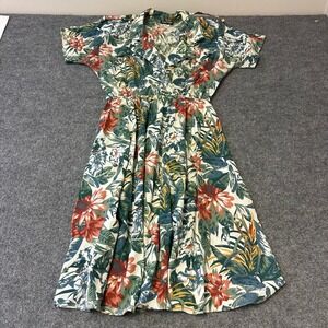 Jenny Petites Dress Womens 16P Multicolor Tropical Floral Fit Flare USA Made